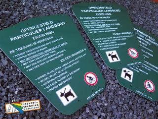 Opengesteld landgoed bord, zo nodig met uw eigen tekst